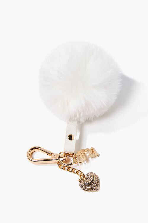 WHITE Juicy Couture Pom Pom Keychain, image 1