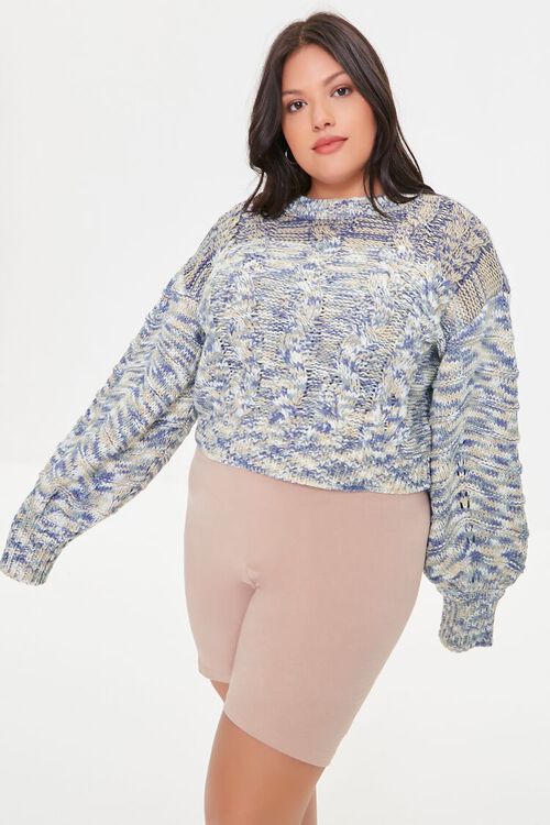 PURPLE/MULTI Plus Size Marled Drop-Sleeve Sweater, image 1