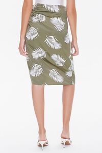 OLIVE/WHITE Tropical Leaf Print Skirt, image 4
