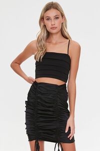 BLACK Ruched Drawstring Skirt, image 1