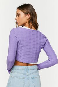 LAVENDER Tie-Front Cropped Cardigan Sweater, image 3