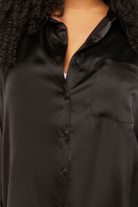 BLACK Plus Size Oversized Satin Shirt, image 5