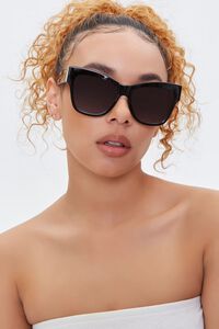 BLACK/BLACK Ornate-Trim Cat-Eye Sunglasses, image 1