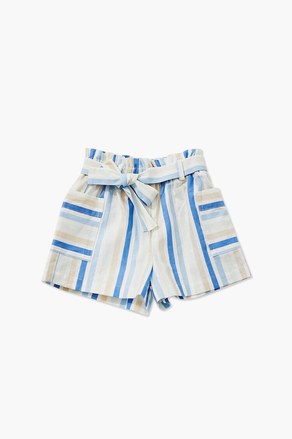 TAUPE/MULTI Girls Belted Striped Shorts (Kids), image 1