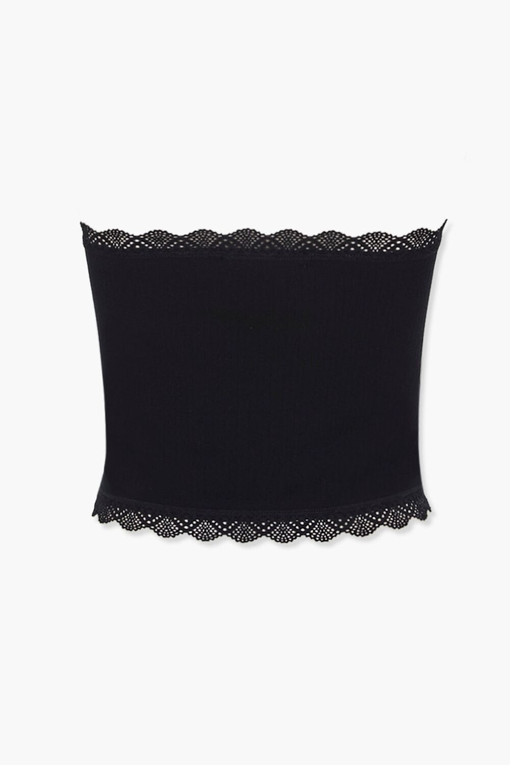 BLACK Ribbed Crochet-Trim Tube Top, image 3