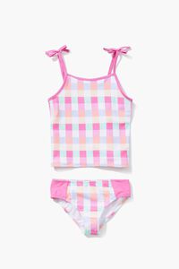 PINK/MULTI Girls Plaid Two-Piece Swimwear Set (Kids), image 3