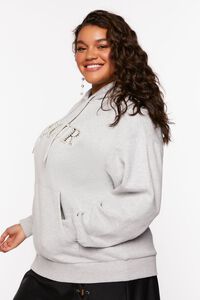 GREY/MULTI Plus Size Faux Pearl Amour Hoodie, image 2