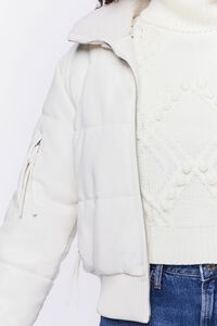 CREAM Faux Leather Zip-Up Puffer Jacket, image 5