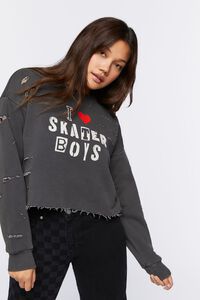 CHARCOAL/MULTI Skater Boys Graphic Cropped Pullover, image 1