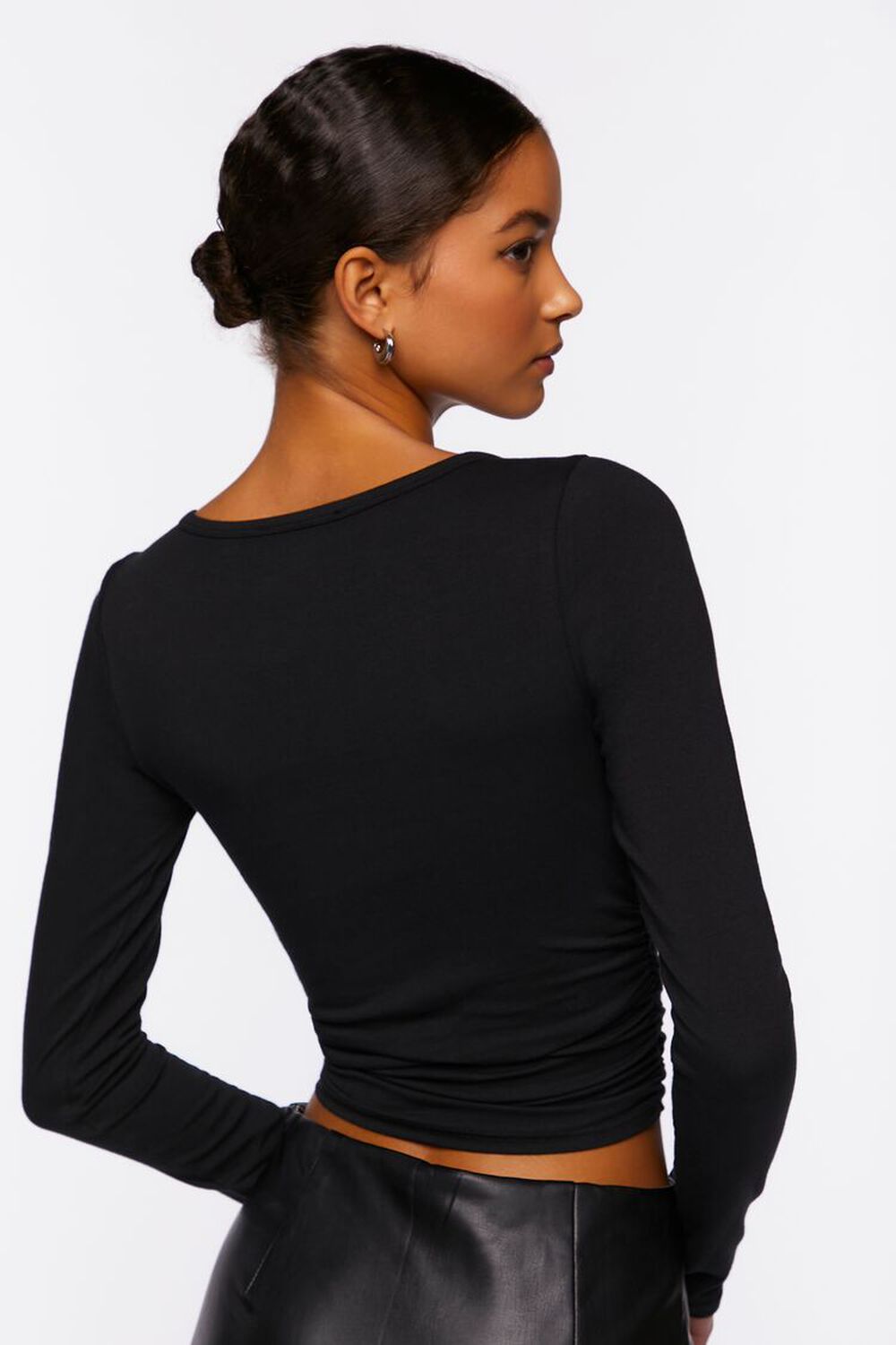 BLACK Ruched Long-Sleeve Tee, image 3