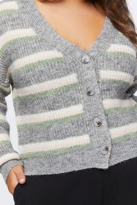 HEATHER GREY/MULTI Plus Size Striped Cardigan Sweater, image 5