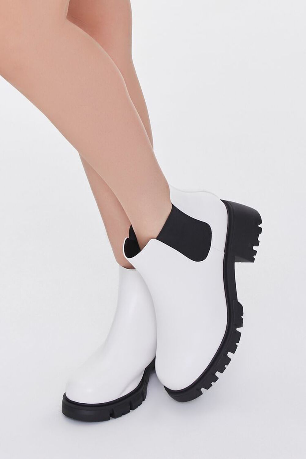 WHITE Faux Leather Chelsea Booties (Wide), image 1