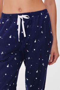 NAVY/WHITE Reindeer Flannel Pajama Pants, image 5