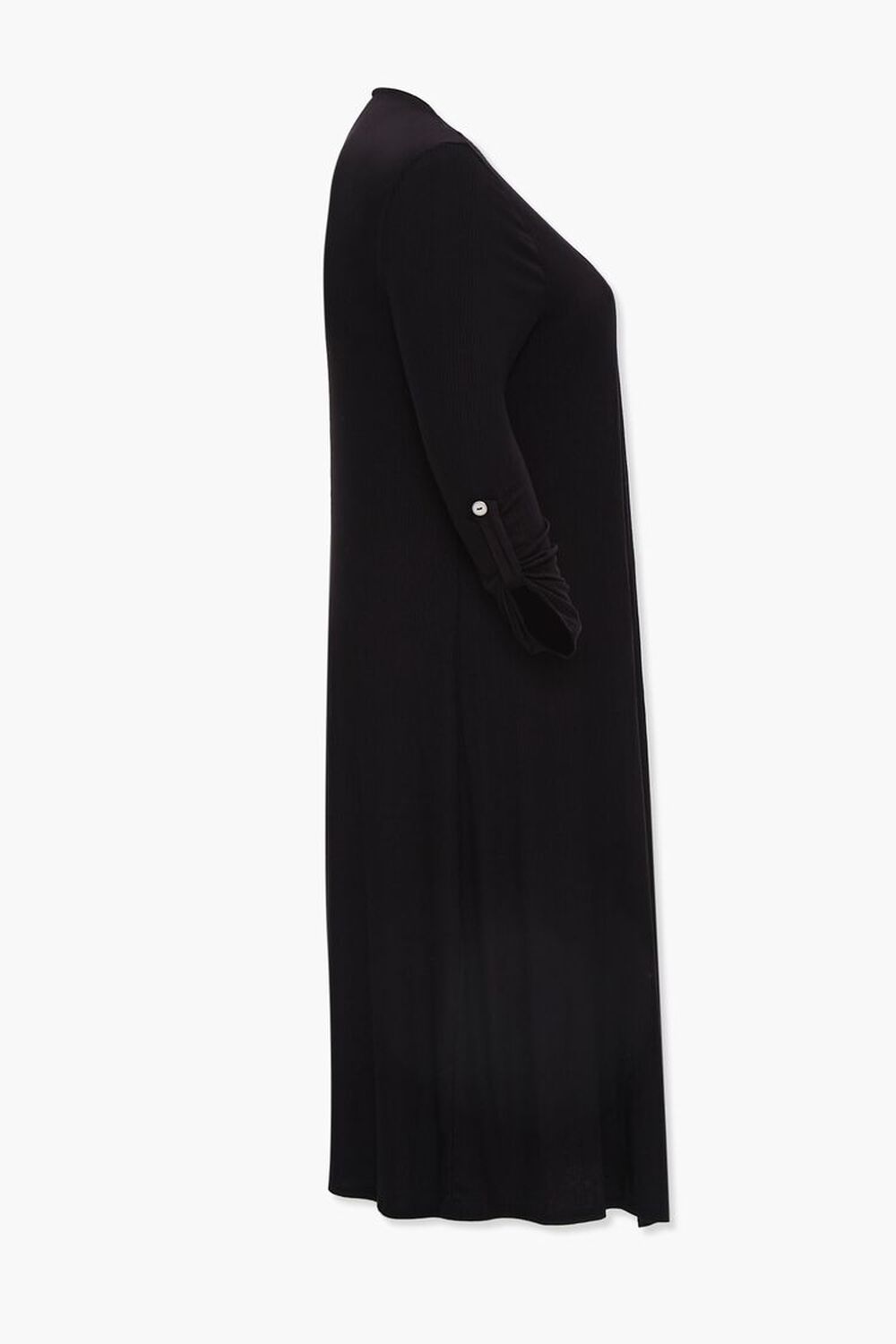 BLACK Plus Size Ribbed Duster Cardigan, image 2