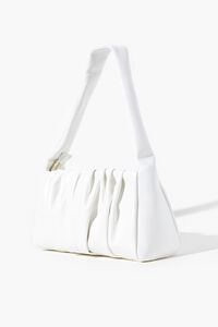 WHITE Faux Leather Ruched Shoulder Bag, image 2