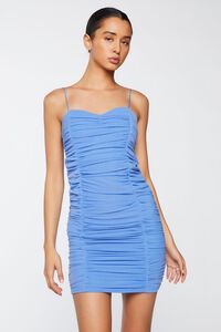 LIGHT BLUE Ruched Sweetheart Mini Dress, image 6