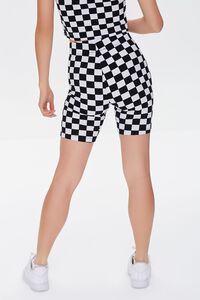 BLACK/WHITE Checkered High-Rise Biker Shorts, image 4