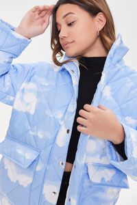 BLUE/WHITE Quilted Cloud Print Coat, image 1