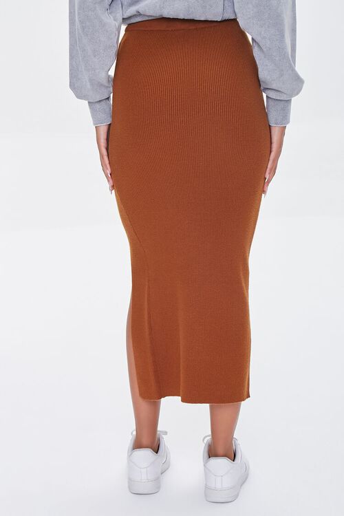 MOCHA Ribbed Slit Midi Skirt, image 4