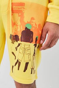 YELLOW/MULTI Ashley Walker Art Graphic Fleece Shorts, image 6