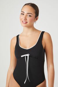 BLACK/WHITE Bow Ricrac-Trim Bodysuit, image 5