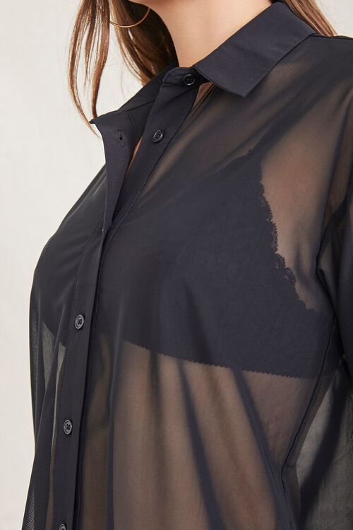 BLACK Sheer Mesh Shirt, image 5