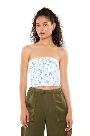 Floral Print Bow Tube Top