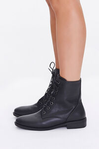 Faux Leather Lace-Up Booties, image 2