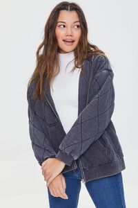 CHARCOAL Quilted Zip-Up Hoodie, image 2