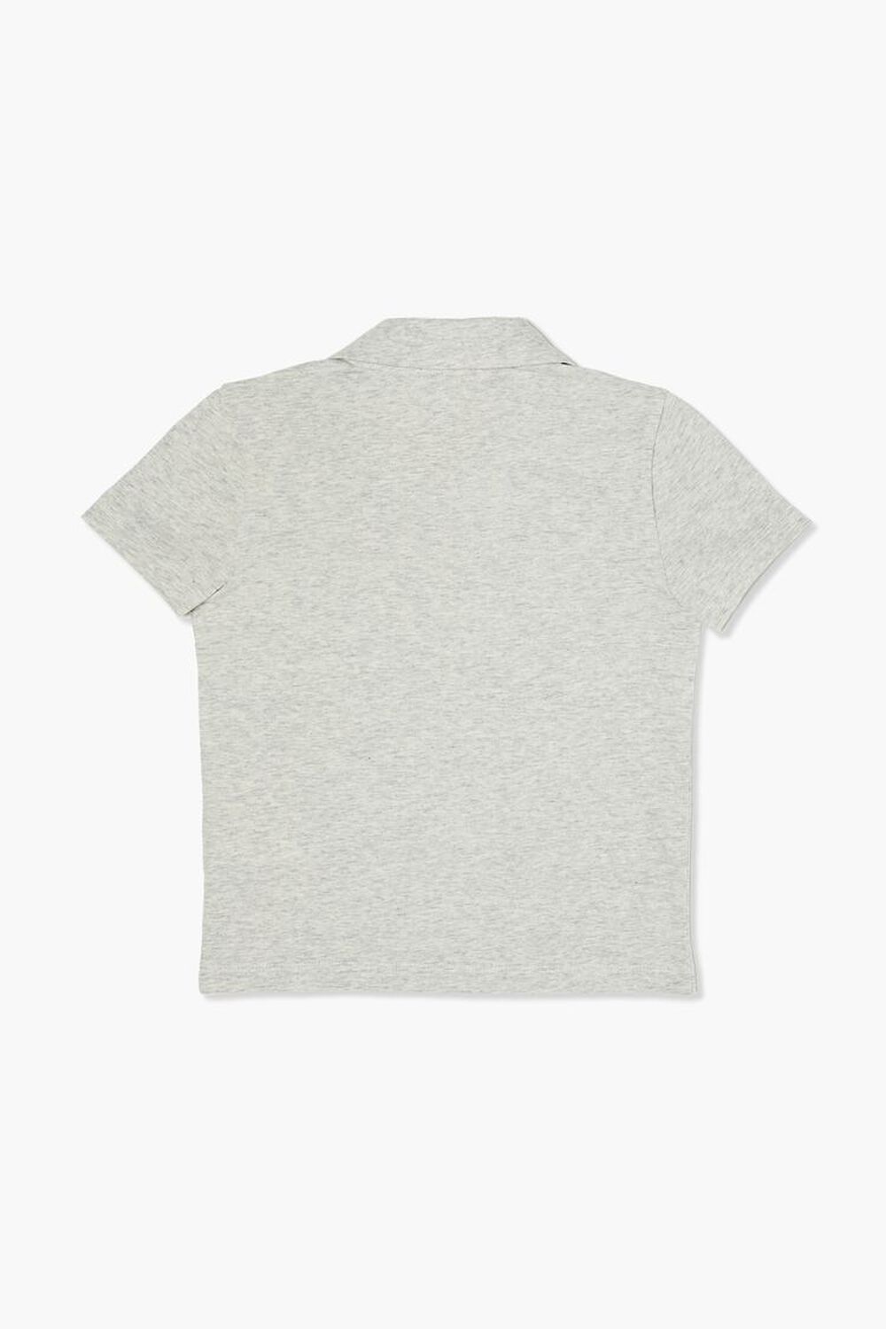 HEATHER GREY Girls Cotton-Blend Polo Shirt (Kids), image 2