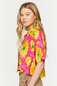 PINK/MULTI Sunflower Print Cropped Shirt, image 2