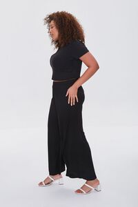 BLACK Plus Size Cropped Tee & Wide-Leg Pants Set, image 2