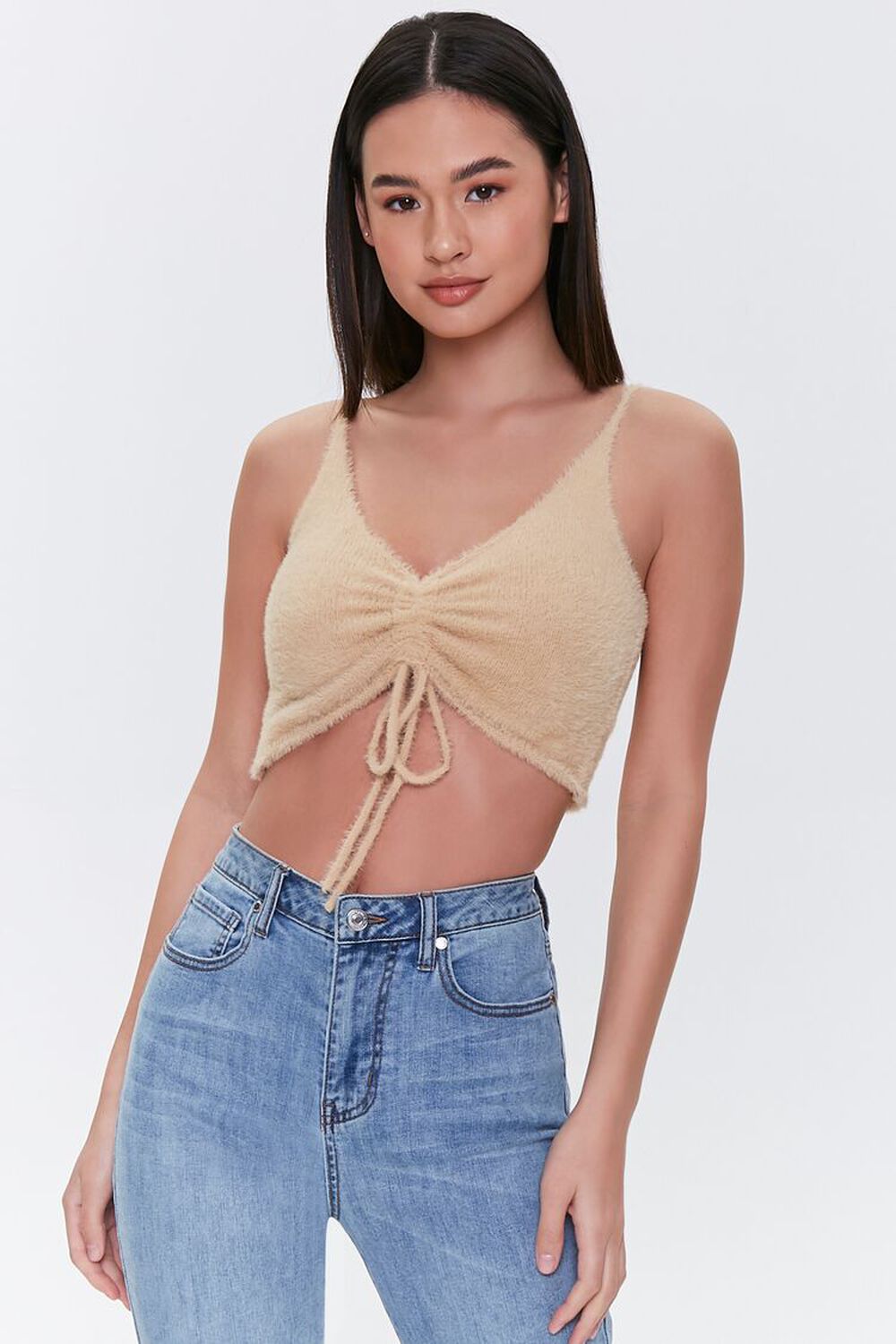 SAND   Sweater-Knit Ruched Cami, image 1