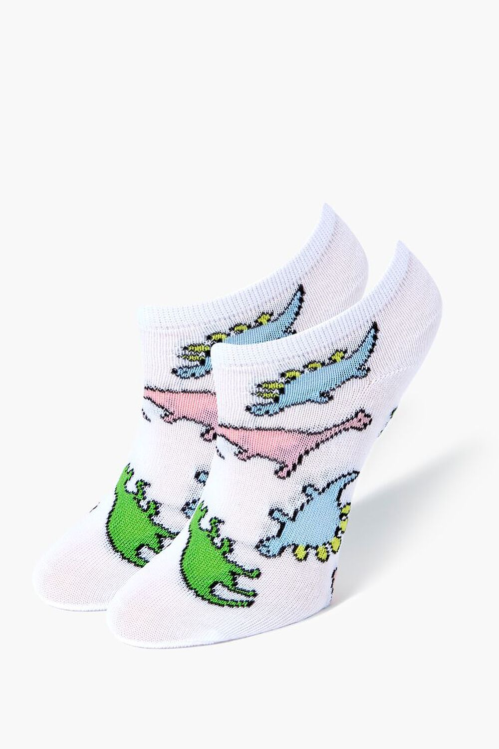 WHITE/MULTI Kids Dinosaur Print Ankle Socks (Girls + Boys), image 1