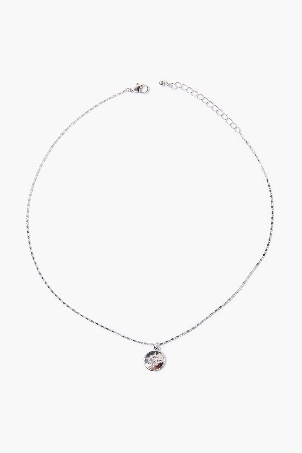 SILVER Rhinestone Star Round Charm Necklace, image 2