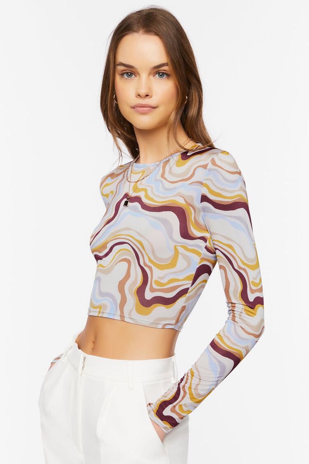 Abstract Marble Print Crop Top, image 2