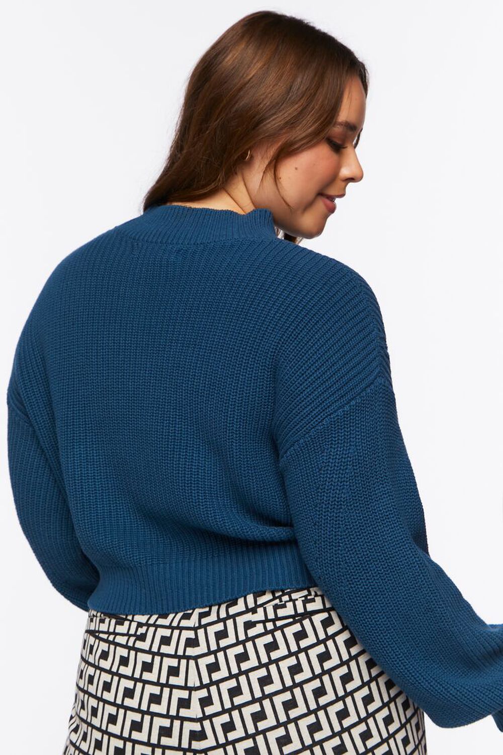 NAUTICAL BLUE Plus Size Ribbed Mock Neck Sweater, image 3