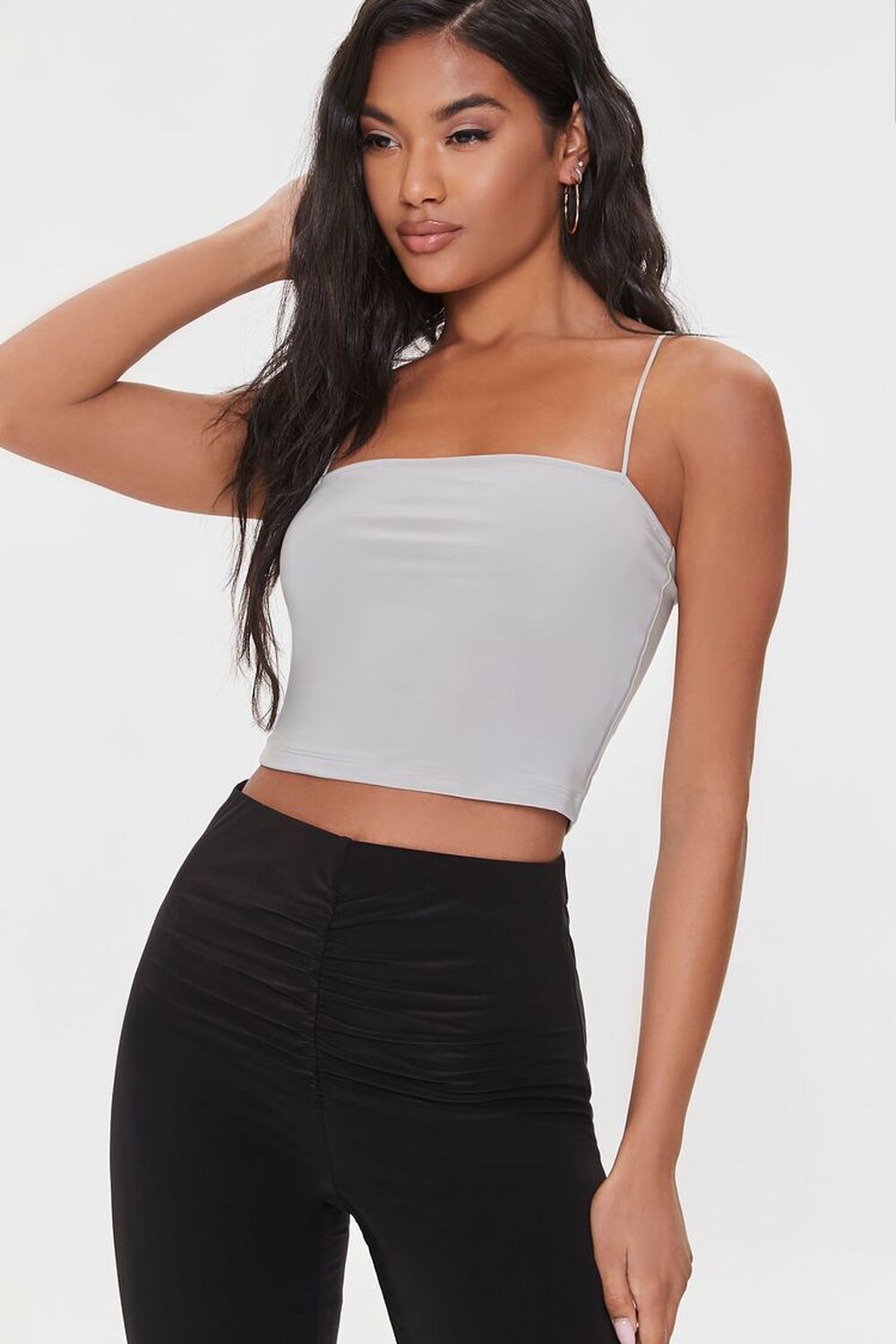 NEUTRAL GREY Fitted Cropped Cami, image 1