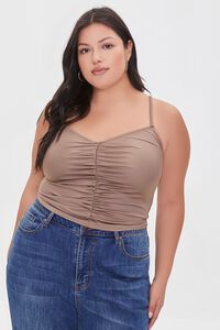TAUPE Plus Size Ruched Cami, image 1