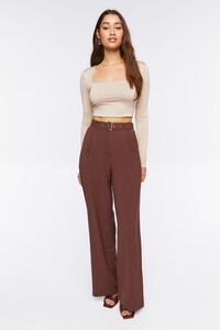 BROWN Belted Wide-Leg Trousers, image 5