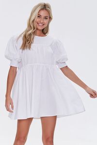 WHITE Puff-Sleeve Mini Dress, image 1