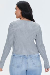 HEATHER GREY Plus Size Ribbed Knit Cardigan Sweater, image 3