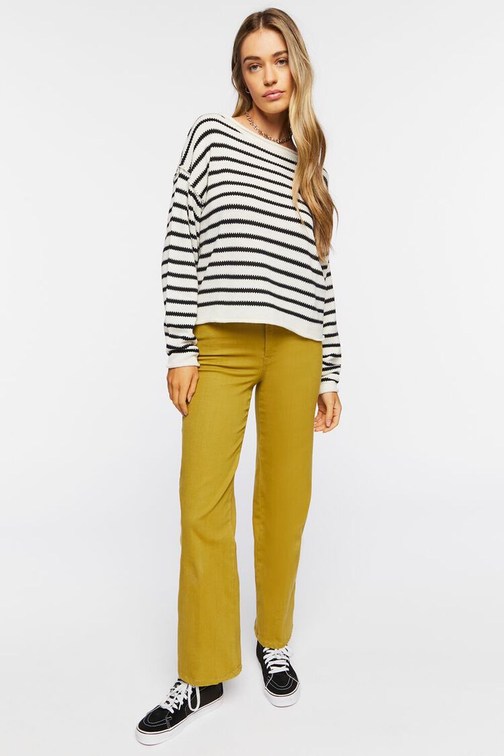 Striped Drop-Sleeve Sweater