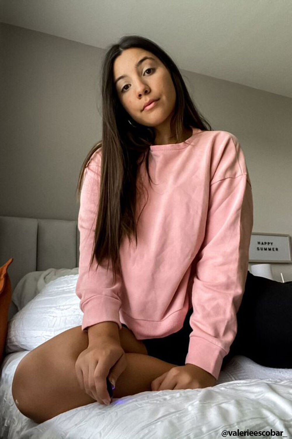 PINK Drop-Sleeve Crew Pullover, image 1