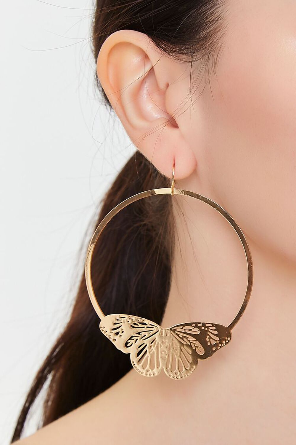 Cutout Butterfly Hoop Earrings, image 1