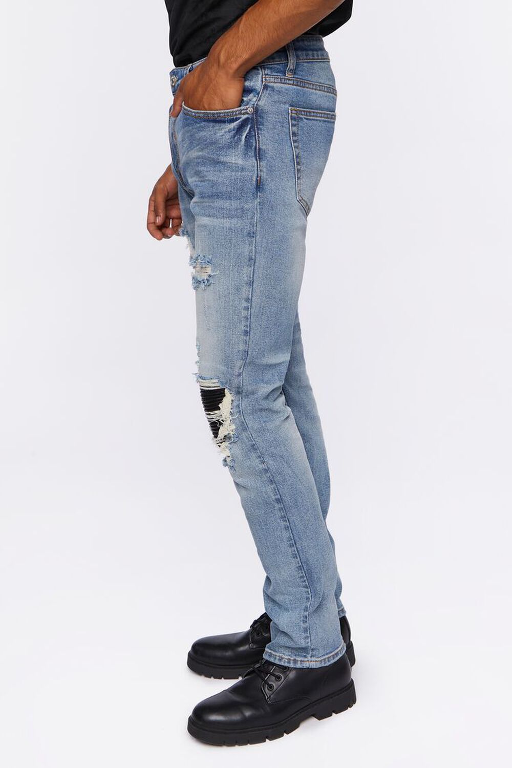 Distressed Slim-Fit Stone Wash Jeans, image 3