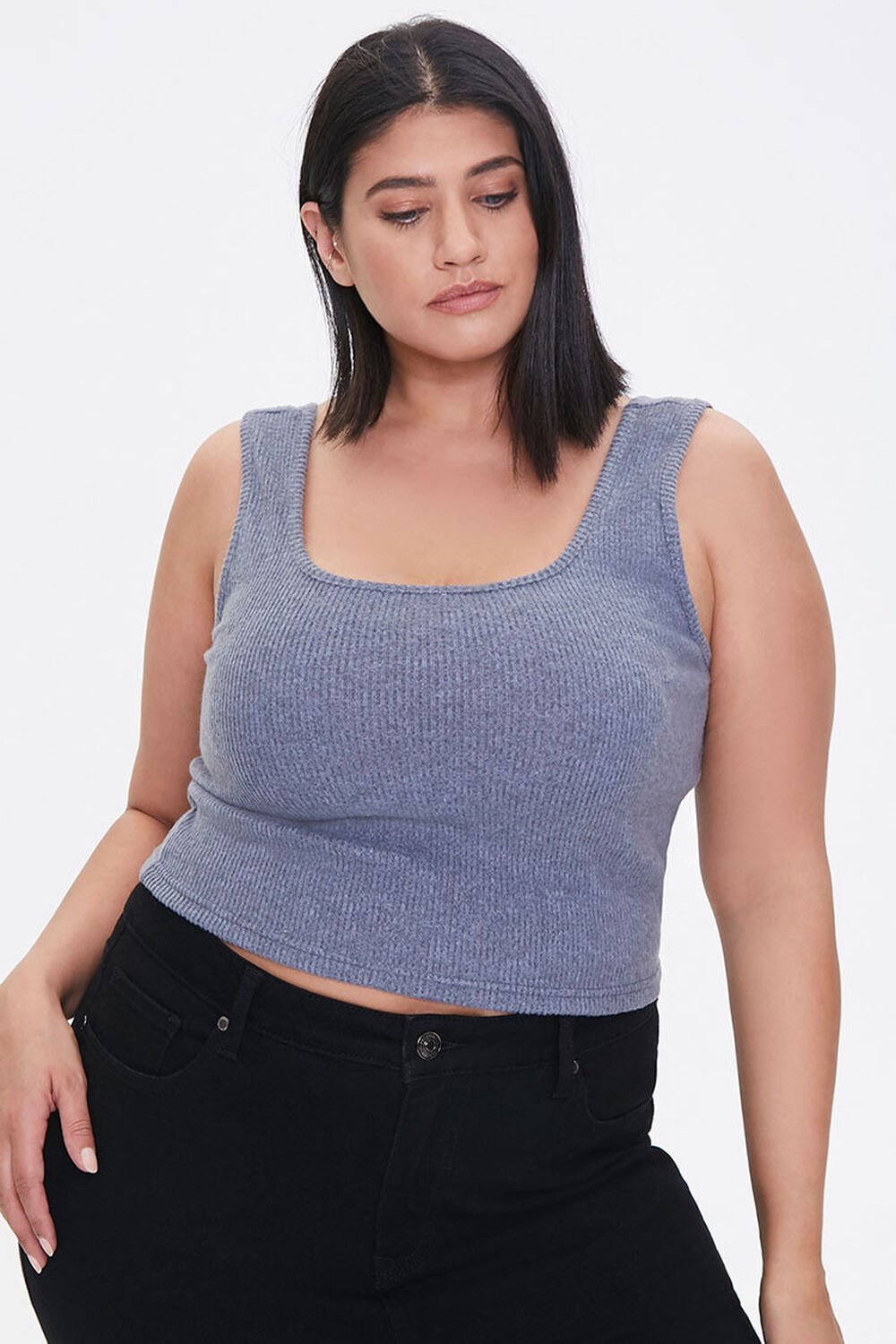CHARCOAL Plus Size Cropped Tank Top, image 1