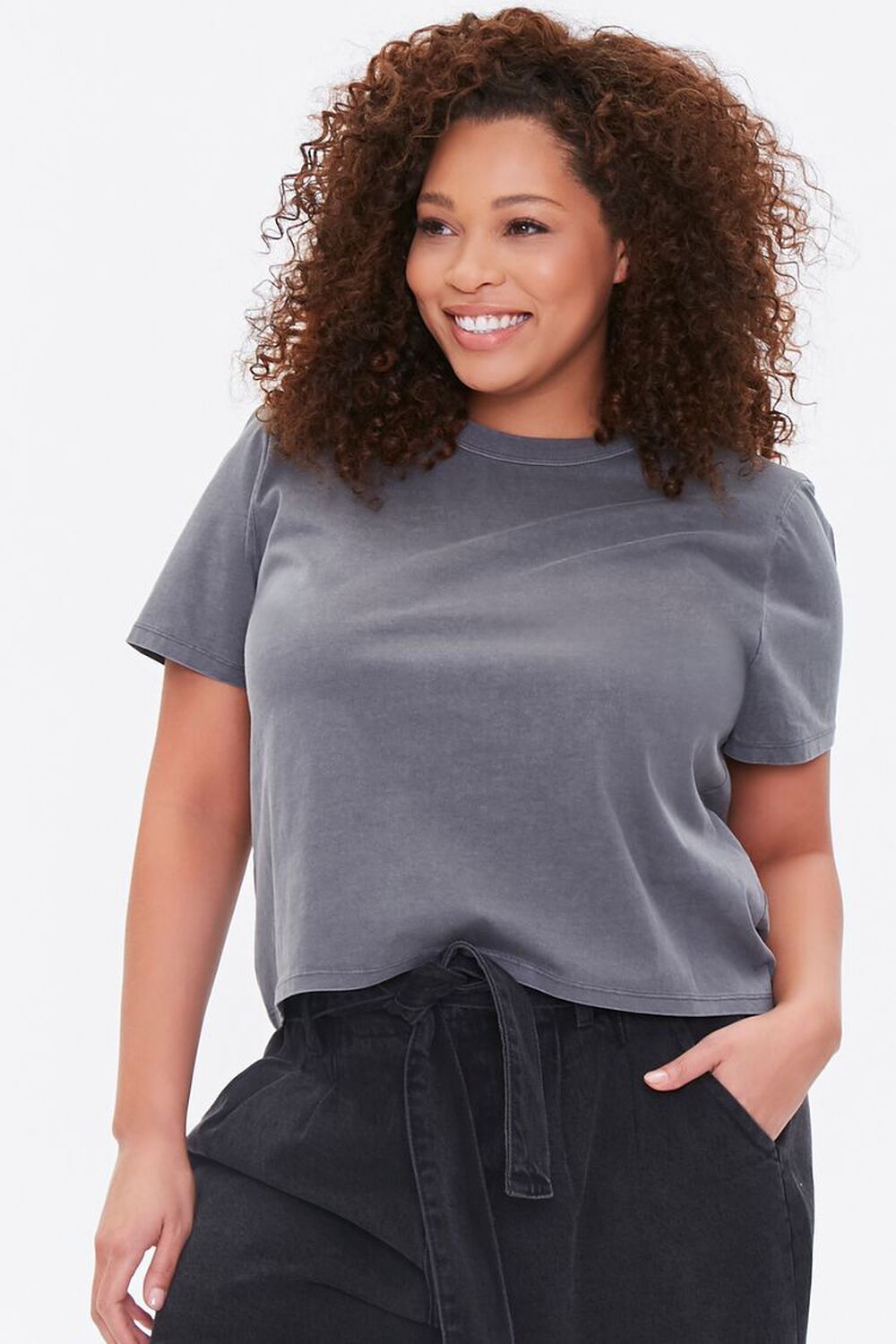 CHARCOAL Plus Size Mineral Wash Tee, image 1