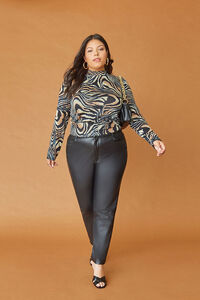 BLACK Plus Size Faux Leather Pants, image 1