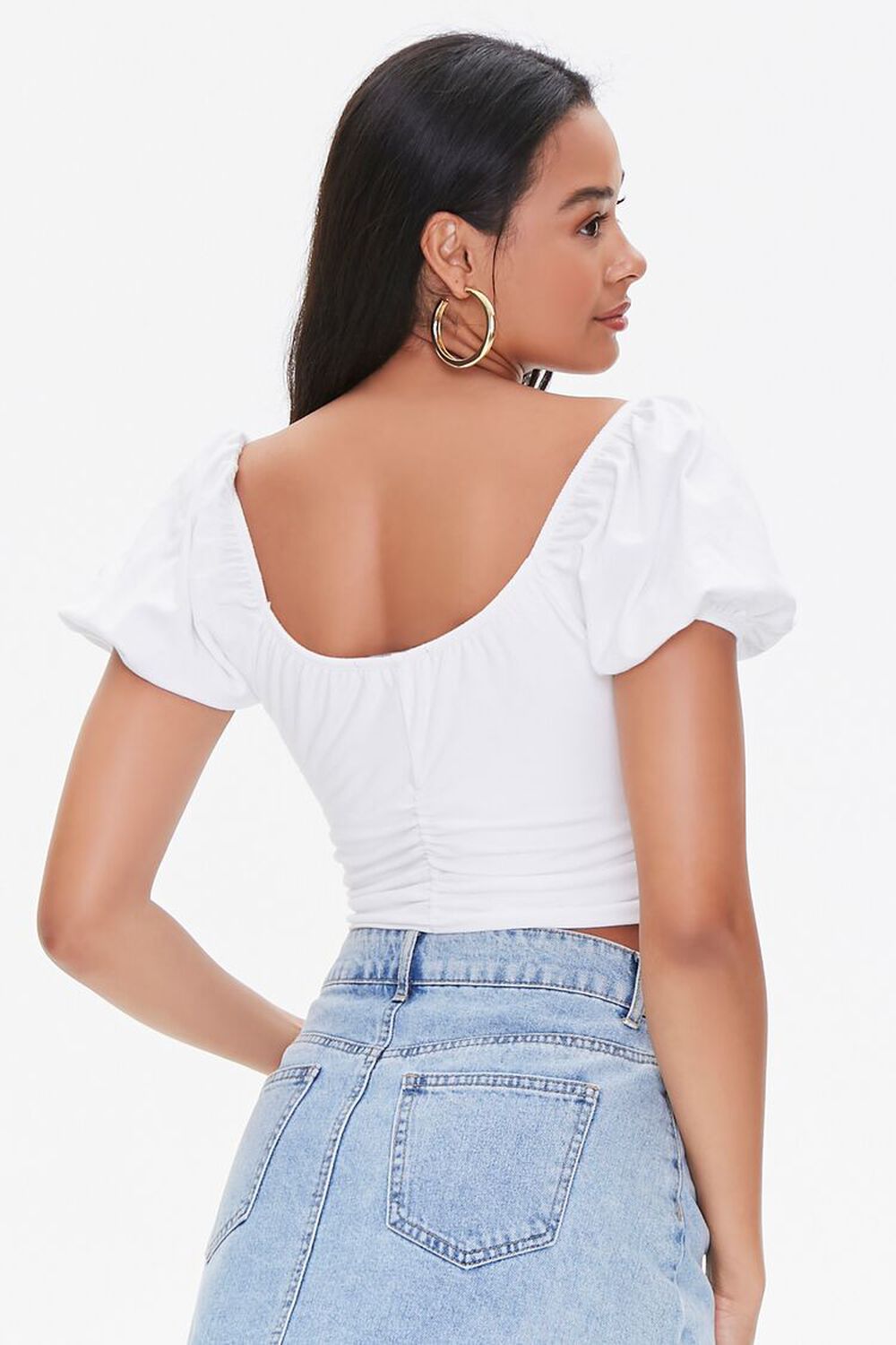 WHITE Puff-Sleeve Crop Top, image 3